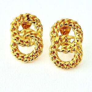 Monet Gold-Tone Twisted Link Earrings